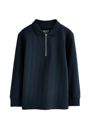 REGULAR FIT - ZIP NECK TEXTURED LONG SLEEVE - Poloshirt - navy blue