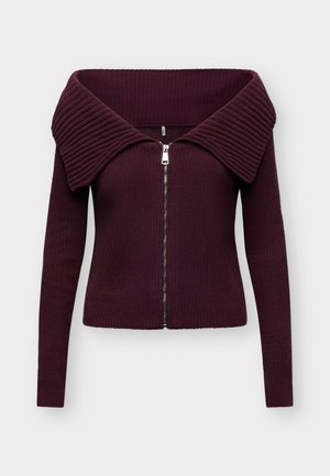 ONLY, ONLELLY ZIP OFF SHOULDER - Cardigan - fig