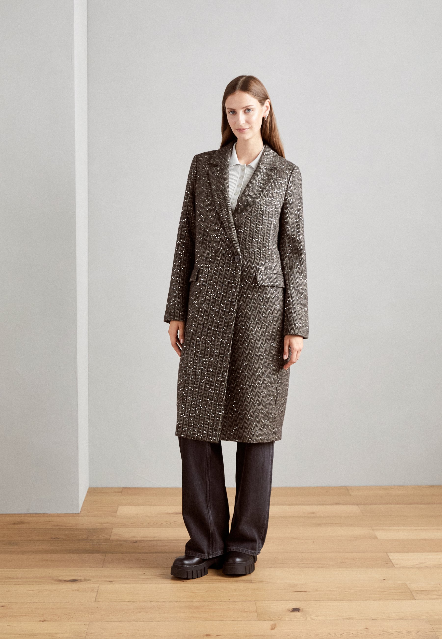 Scotch & Soda SINGLE BREASTED HERRINGBONE SEQUIN COAT 