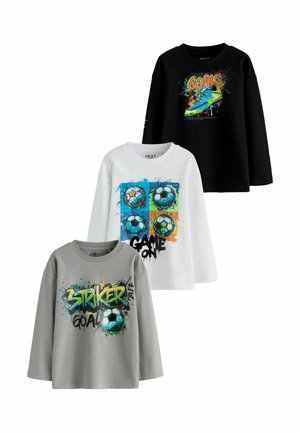 Next REGULAR FIT - GRAPHIC LONG SLEEVE RELAXED FIT T-SHIRTS 3 PACK - Langærmet T-shirt - black grey white