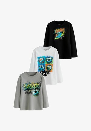 Next, REGULAR FIT - GRAPHIC LONG SLEEVE RELAXED FIT T-SHIRTS 3 PACK - Top s dlhým rukávom - black grey white