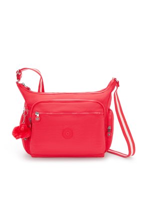 Rød nylon skuldertaske med en lynlåset hovedrum, forreste lomme og en pom-pom charm. Har en justerbar rem og logo detaljer.