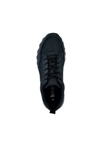 Schwarzer Sportschuh mit Obermaterial aus Textil und synthetischem Material, mit einer strukturierten Oberfläche, runder Zehenbox und Schnürverschluss. Größe 42 ist innen angegeben.
