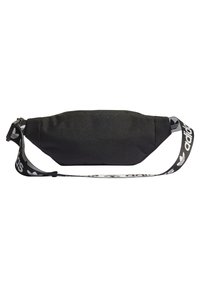 Sac de taille en tissu noir avec une sangle réglable à logo Adidas et une boucle latérale, conçu pour un transport sans les mains.