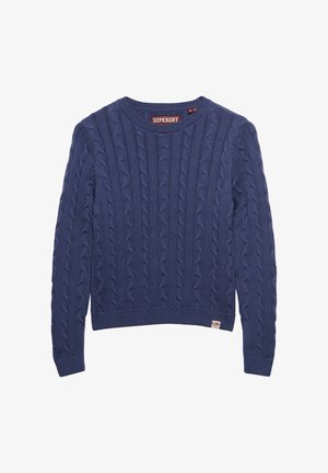 Superdry & Co, SUPERDRY ESSENTIALS SD&CO CABLE KNIT JUMPER.. - Striktrøje - mariner navy