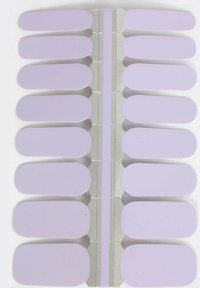 Set of light purple adhesive nail strips arranged in two vertical columns on a silver backing sheet.