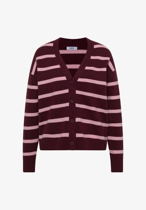 Cecil, CARDIGAN MIT V-NECK UND STREIFEN - Cardigan - red wine melange