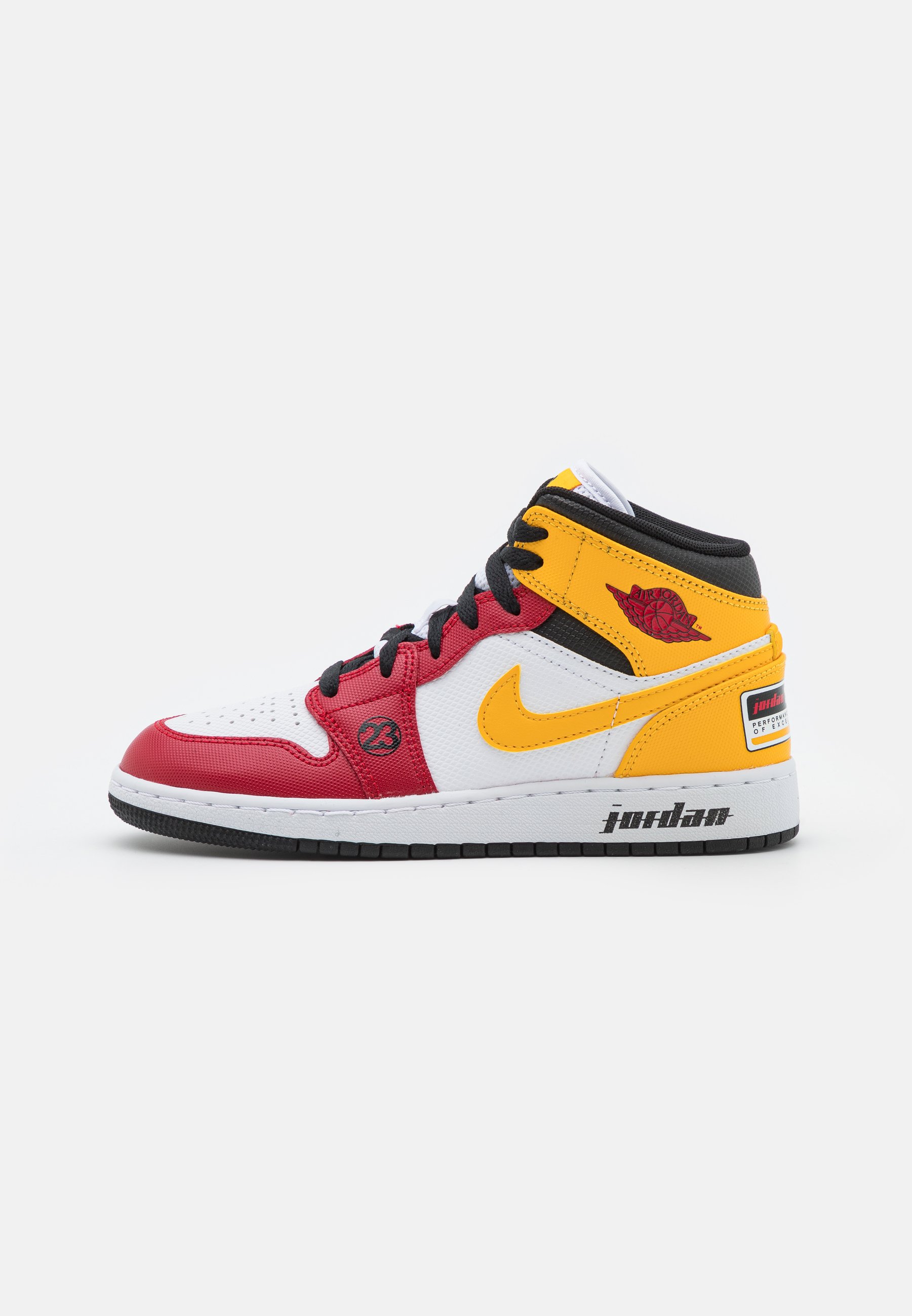 Jordan AIR 1 MID UNISEX - Basketbalschoenen - black/university gold/gym  red/white/zwart - Zalando.nl