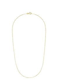 Collana in oro con un design fine e delicato, dotata di chiusura a gancio. Superficie liscia e luccicante; leggera e flessibile.