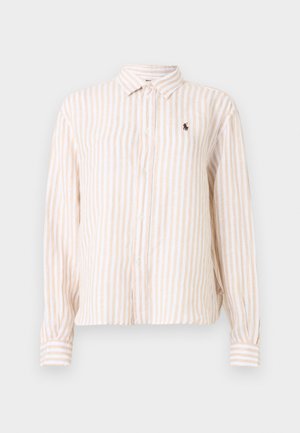 LONG SLEEVE BUTTON FRONT SHIRT - Blúzka so zapínaním na gombíky - dune tan/white