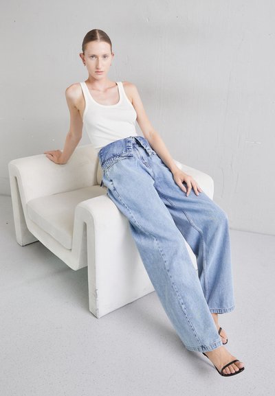 ROKH FLAP DETAILED TROUSERS - Wide leg - light blue