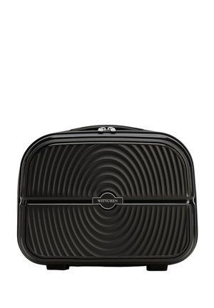 Czarna prostokątna walizka twarda o fakturze koncentrycznych kół, z podwójnym zamkiem błyskawicznym, uchwytem na górze i logo „WITTCHEN” na środku z przodu.
