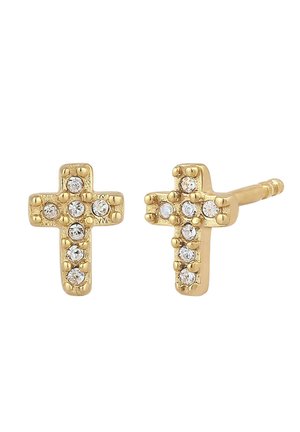 SPARKLING CROSS - MIT KRISTALLEN VON SWAROVSKI® - Øreringe - gold-coloured