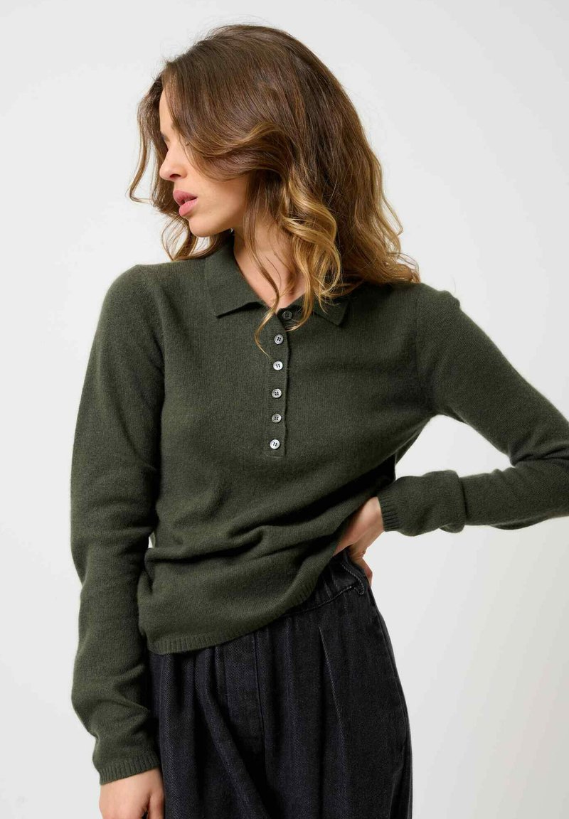 Authentic Cashmere Poloshirt - khaki