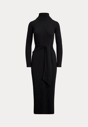 Lauren Ralph Lauren, TIE-FRONT TURTLENECK DRESS - Abito in maglia - black