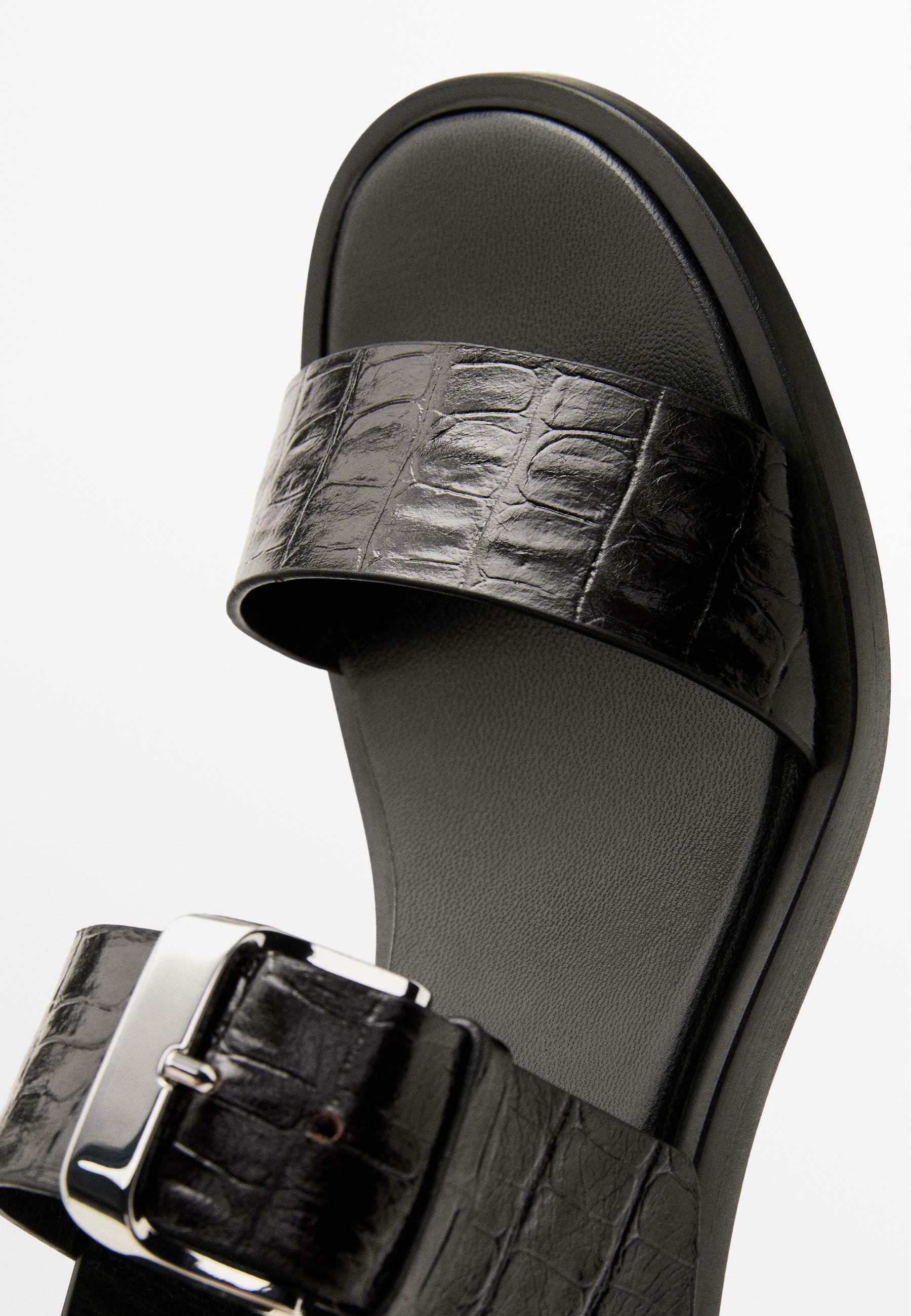 ★ Massimo Dutti★ Mock Croc Embossed Heel Sandals 11647650 Massimo Dutti MOCK CROC EMBOSSED - Sandals - dark brown