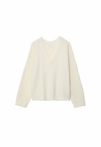 FELTED V-NECK - Striktrøje - mottled beige