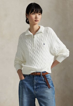 Polo Ralph Lauren CABLE-KNIT COTTON QUARTER-ZIP SWEATER - Trui - white