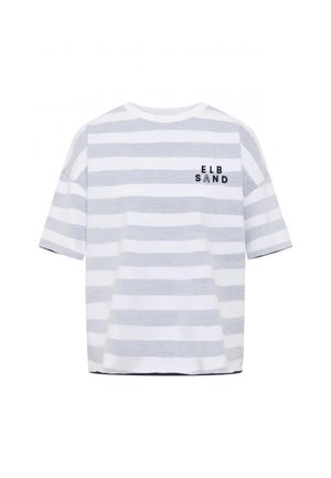 Elbsand, GRY - Print T-shirt - coldwater bright white stripe