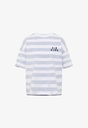 Elbsand, GRY - Print T-shirt - coldwater bright white stripe