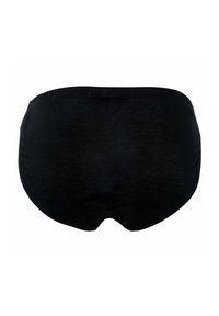 Zwarte onderbroek gemaakt van rekbare stof met een eenvoudig ontwerp, zonder zichtbare patronen, met een gladde textuur en een elastische tailleband.