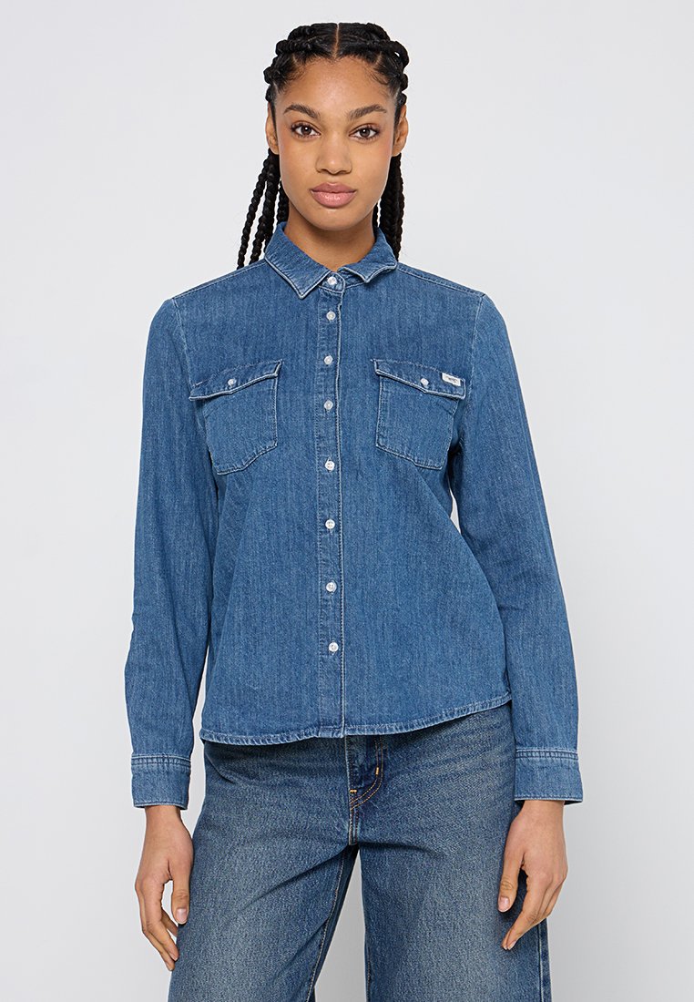 mustang Overhemdblouse blauw