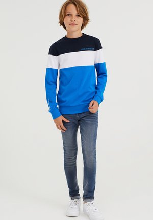 WITH COLOR BLOCK - Bluză cu mânecă lungă - blue