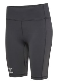 Svarta sportshorts i stretchigt material, med hög midja, slät yta och kontrasterande sömmar. Logotypen visas på benet.