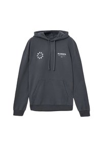 Czarny szary sweatshirt z kapturem wykonany z bawełny, z kieszenią typu kangur. Na przedzie znajduje się okrągłe logo oraz nazwa marki nadrukowane na biało.