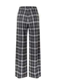 Wijdvallende broek in een wolmengsel, met een zwart-witte ruitpatroon, voorzien van een rechte voorkant en een getailleerde pasvorm.