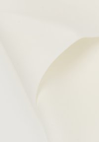 Witte stof met een gladde, matte textuur, die een lichte glans vertoont langs de vouw. Het materiaal is lichtgewicht en flexibel.