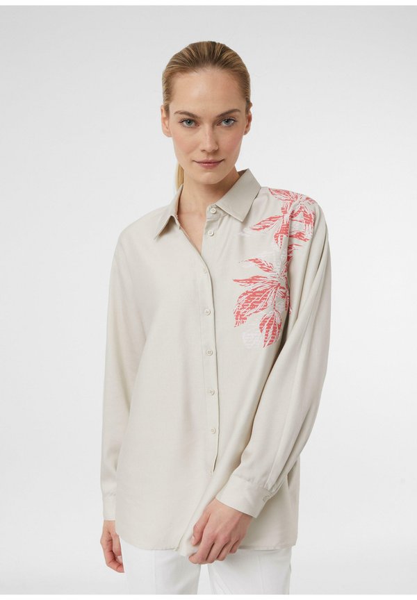 FLEDERMAUSÄRMELN UND FLORALEM - Hemdbluse - helles beige