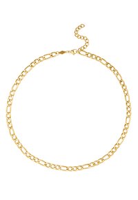 Collier en or avec des maillons entrelacés, une surface lisse et un fermoir ajustable avec une chaîne d'extension pour une polyvalence de taille.