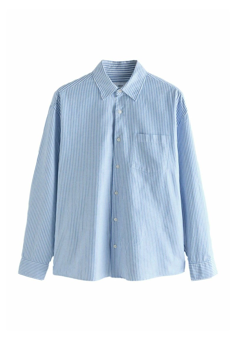 Sinine ja valge triibuline pikaaelne särgi, millel on krae, ees nuppudega sulgemine ja vasakpoolne rinnaehe. Kanga peal on sile ja kerge.