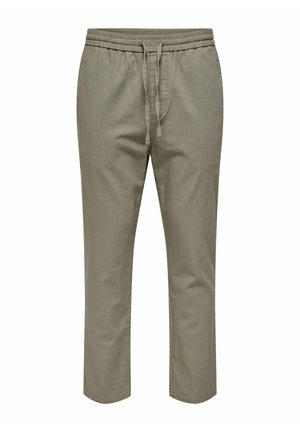 Pantaloni cropped color kaki con vita elastica e coulisse, in morbido tessuto di cotone e con una vestibilità rilassata.