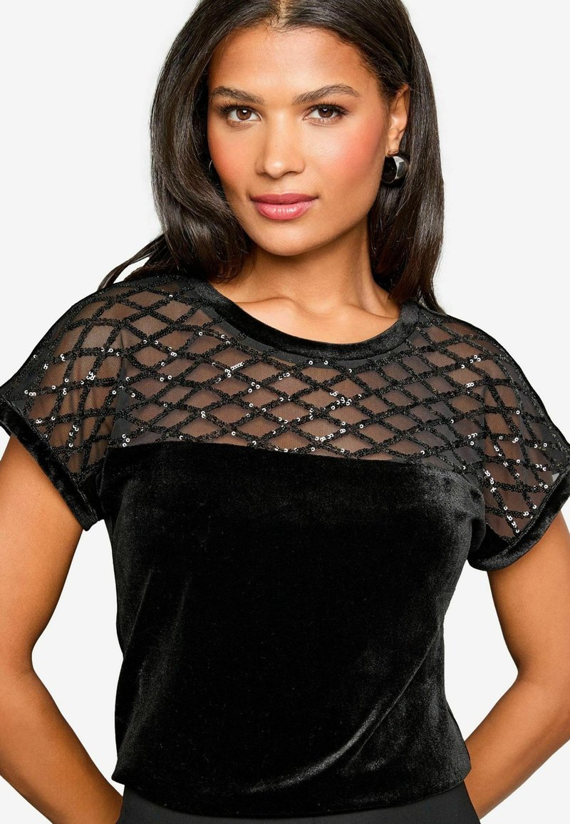 Lipsy YOKE - REGULAR FIT - Tričko s potlačou - black velvet