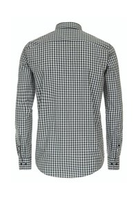 Langarm button-up shirt in een donker en licht geruit patroon, gemaakt van een katoenmix, met een klassieke kraag en een afgeronde zoom.