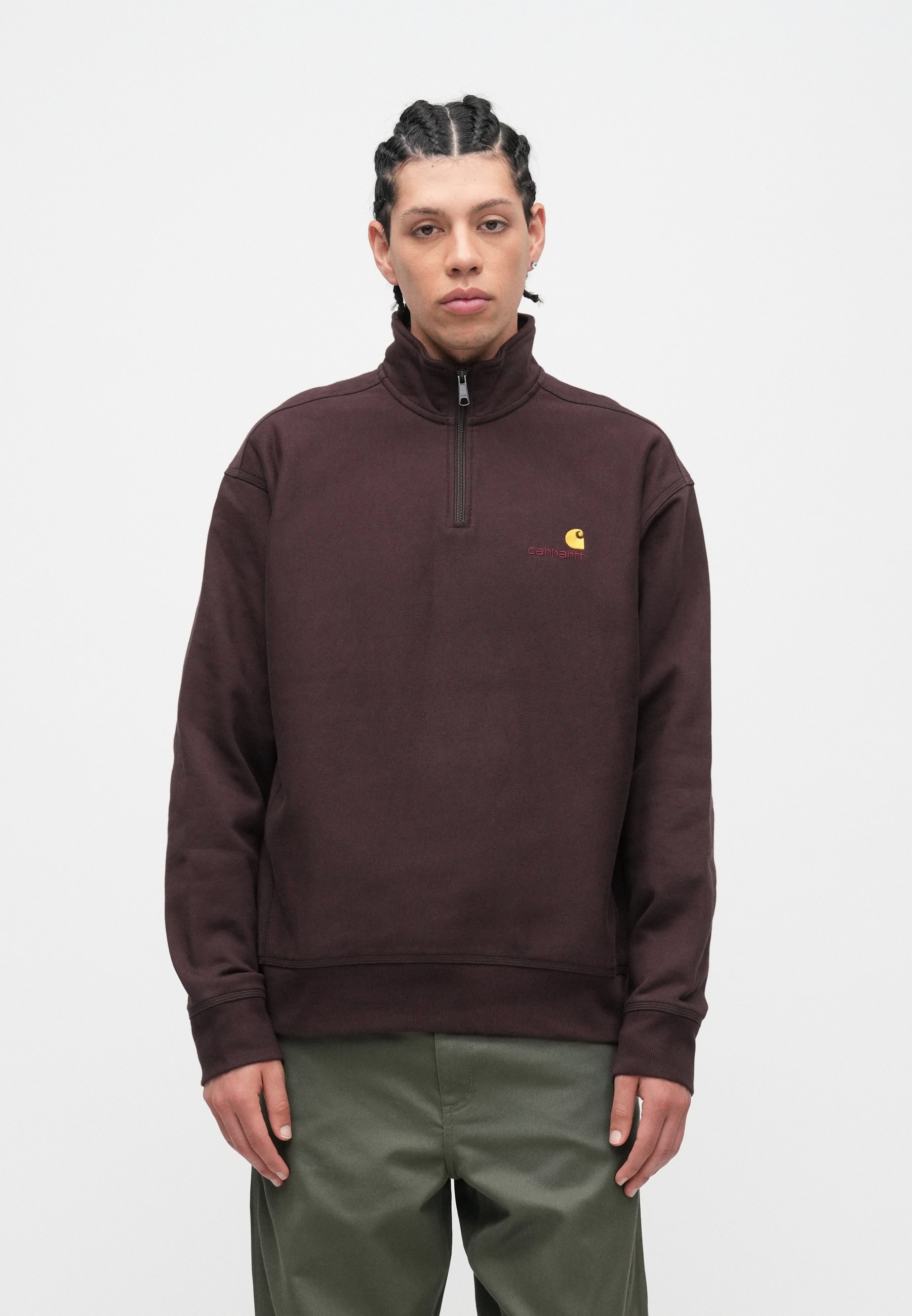 Carhartt WIP HALF ZIP AMERICAN SCRIPT - Sweater - palisander/bruin