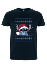 Disney LILO STITCH HOLIDAY STITCH WEARING SANTA HAT - T-shirt z nadrukiem