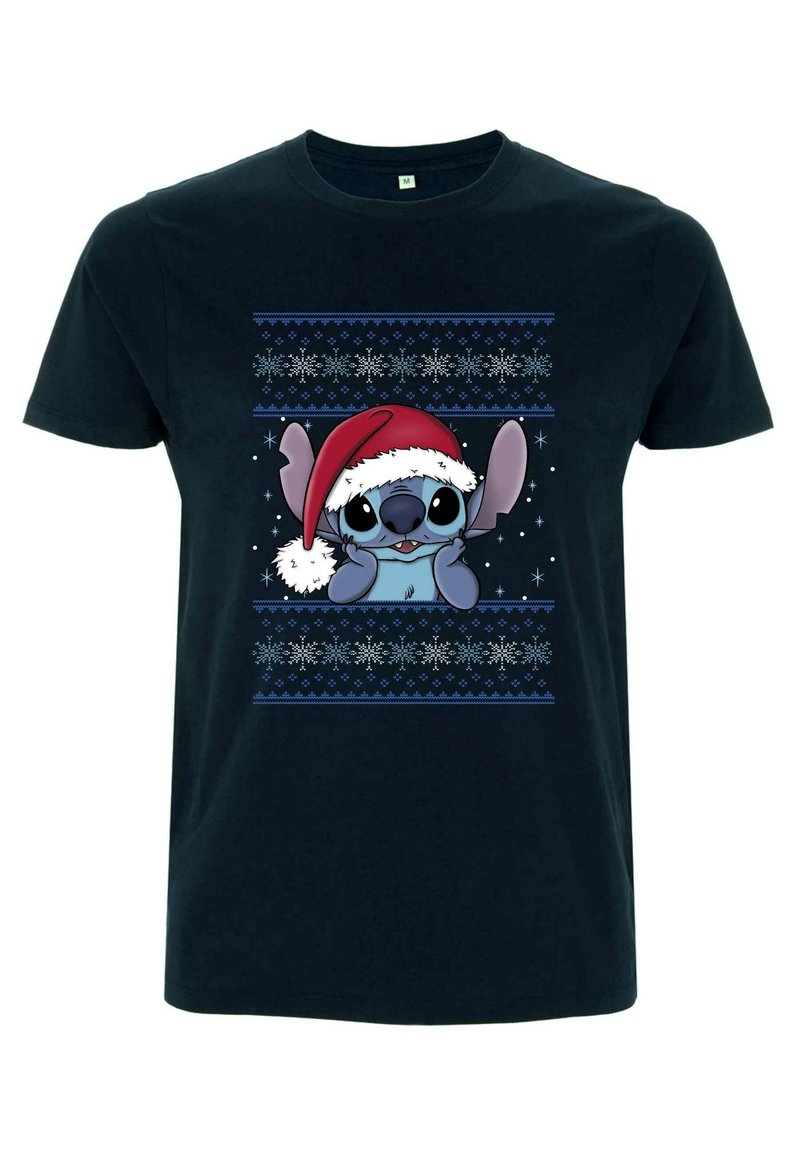 Disney LILO STITCH HOLIDAY STITCH WEARING SANTA HAT - T-shirt z nadrukiem
