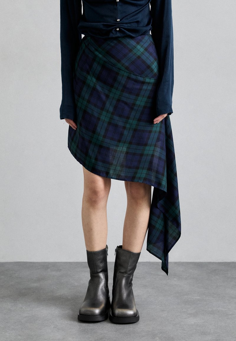 MIISTA ANSELMA SKIRT - A-vonalú szoknya - green/blue