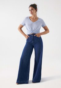 Salsa Jeans LINEN V-NECK - Camiseta básica - blau