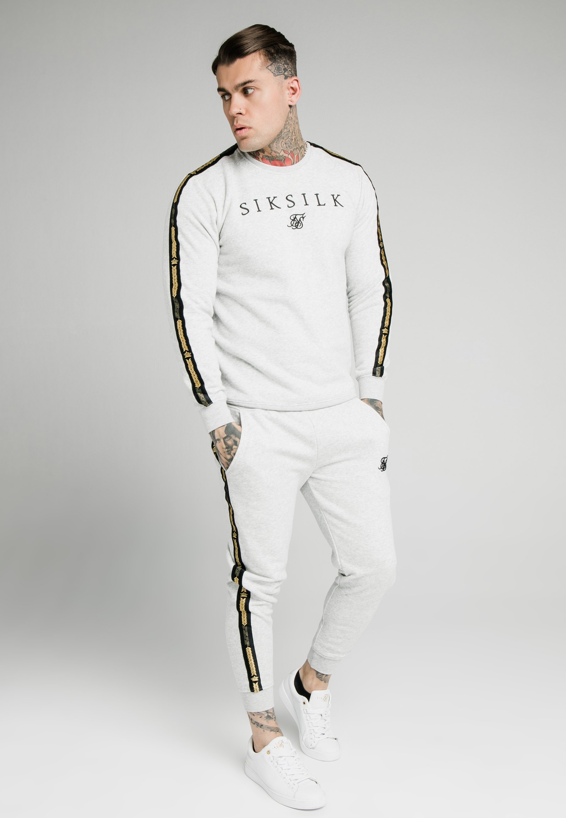 SIKSILK PRESTIGE CREW - Sudadera - grey marl/gris jaspeado - Zalando.es