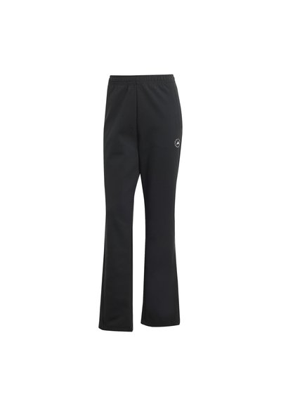 Schwarze Jogginghose mit einem ausgestellten Bein Design, aus strukturiertem Stoff. Verfügt über ein kleines Logo auf dem Oberschenkel. Elastischer Bund.