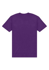 Lilla bomulds t-shirt med korte ærmer, rund halsudskæring og en glat overflade. Ingen synlige mønstre eller grafik på bagsiden.