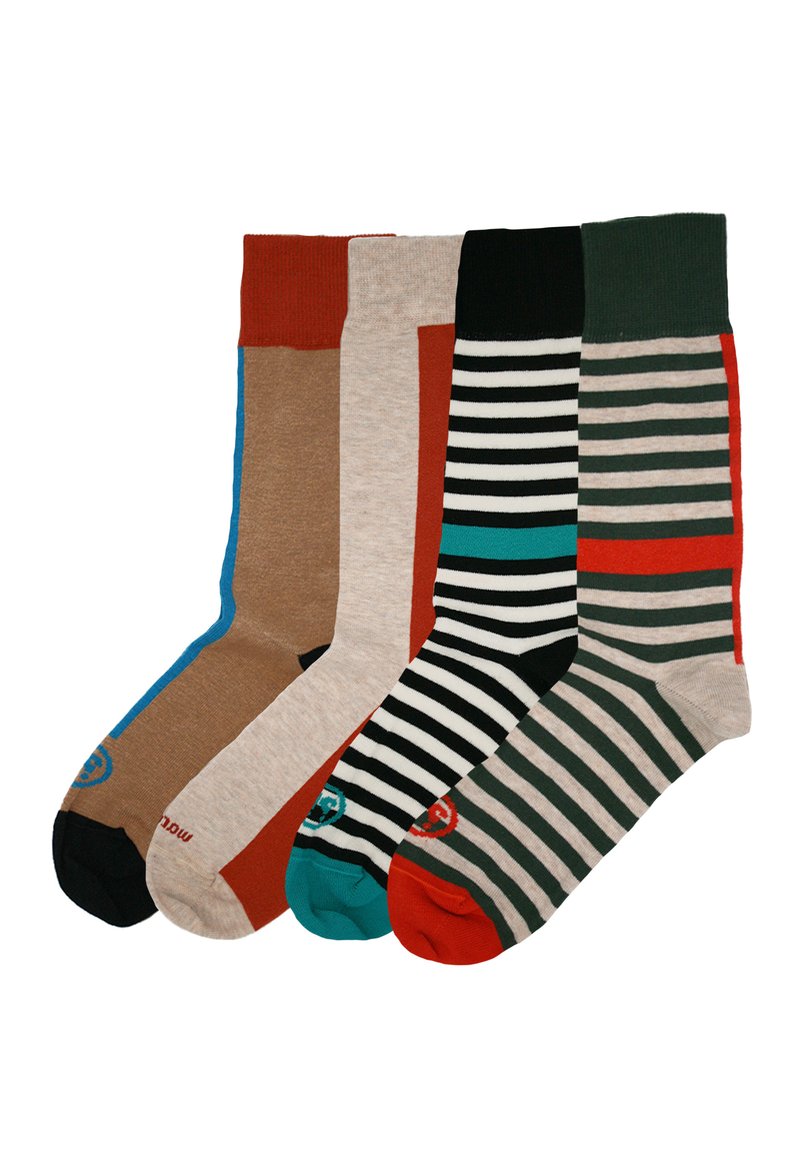 WAMS STRIPES AND BLOCKS BOX 4 PACK Sokken black beige brown green red blue/zwart Zalando.nl