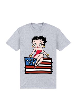 BETTY BOOP AMERICANA POSING WITH THE STARS STRIPES FLAG - Camiseta estampada - heather grey