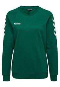 Zielona długorękawowa bluza wykonana z miękkiego materiału, z okrągłym dekoltem, ściągaczami przy mankietach oraz białymi akcentami w zygzak na rękawach.