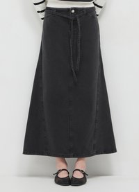 Calliope SVASATA - Gonna lunga - nero denim