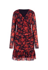 Robe fourreau - blumenmuster rot